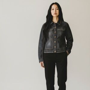 Parasuco Denim Cult Distressed Black Jean Jacket Vtg Fitted Denim NWOT RARE L